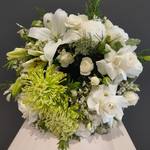 Load image into Gallery viewer, White and Green Flowers Tribute Wreath 30cm.
