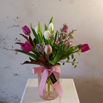 Load image into Gallery viewer, Three Colours Tulips in vase