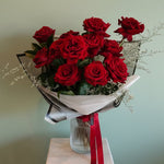Load image into Gallery viewer, Pre-order for Tuesday "1 Dozen Kisses" Red Roses In Vase