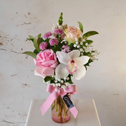 Magic Shimmer posy with one snapdragon and one light pink rose removed