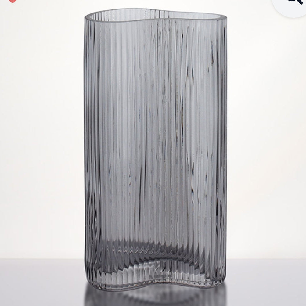Infinity - tall smoke grey glass vase