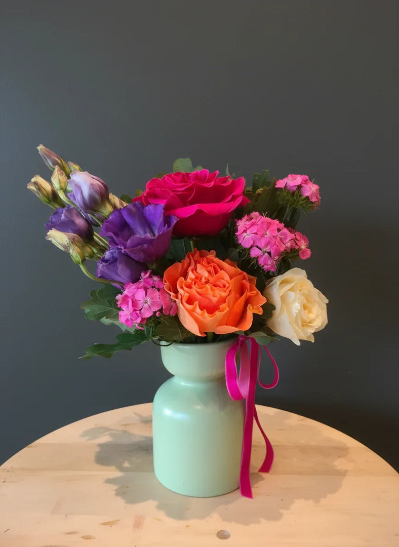 "Bright Garden" - Flower posy in vase