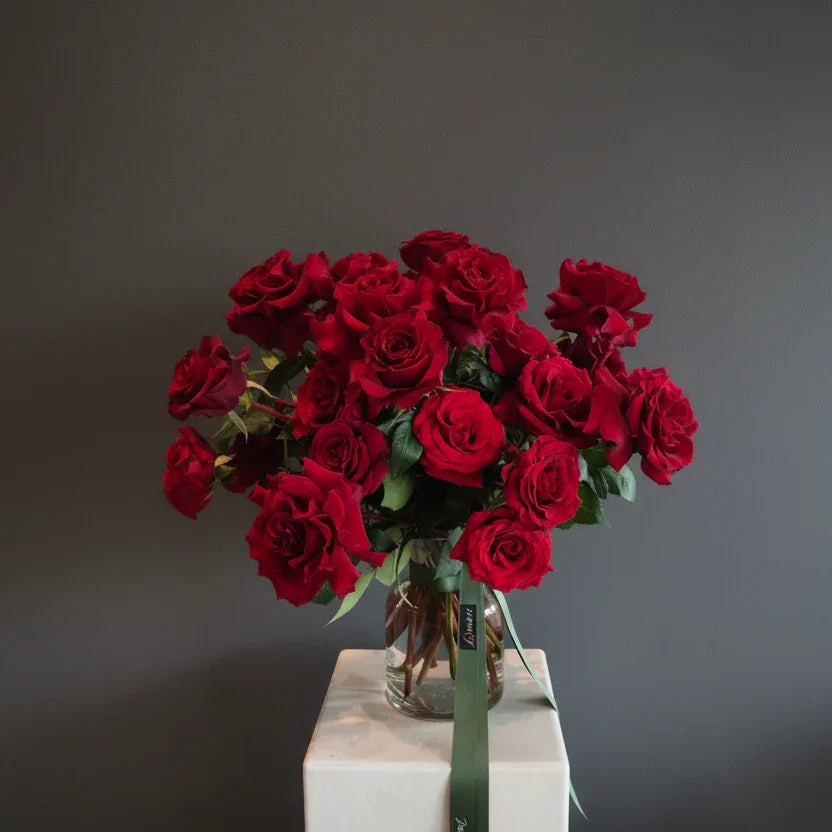 "St.Valentine"  24 Red roses in a vase