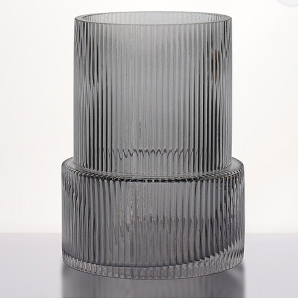 Zofia short - smoke grey glass vase