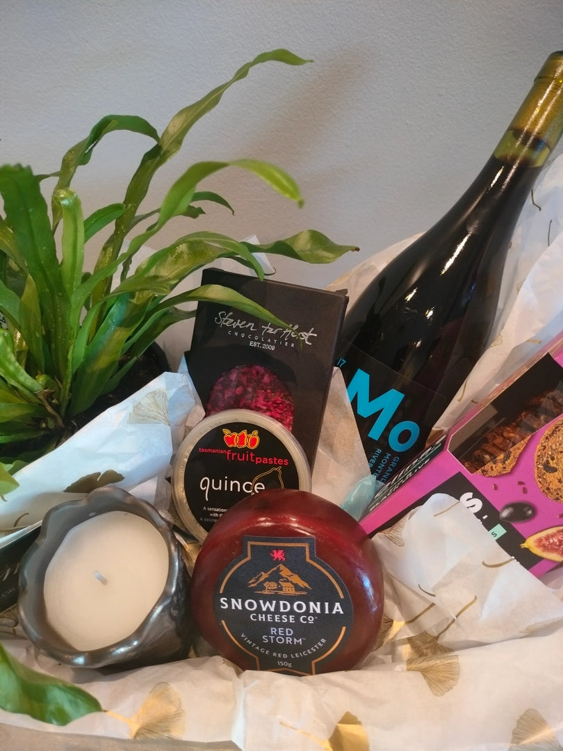 Lux Food Basket with plant and scented candle