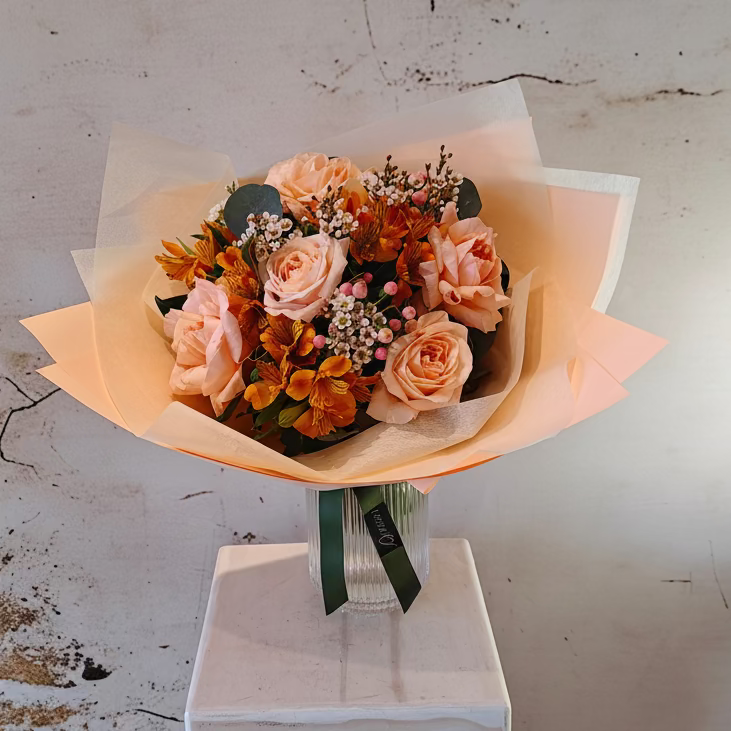 "Sunset" Bouquet in Vase