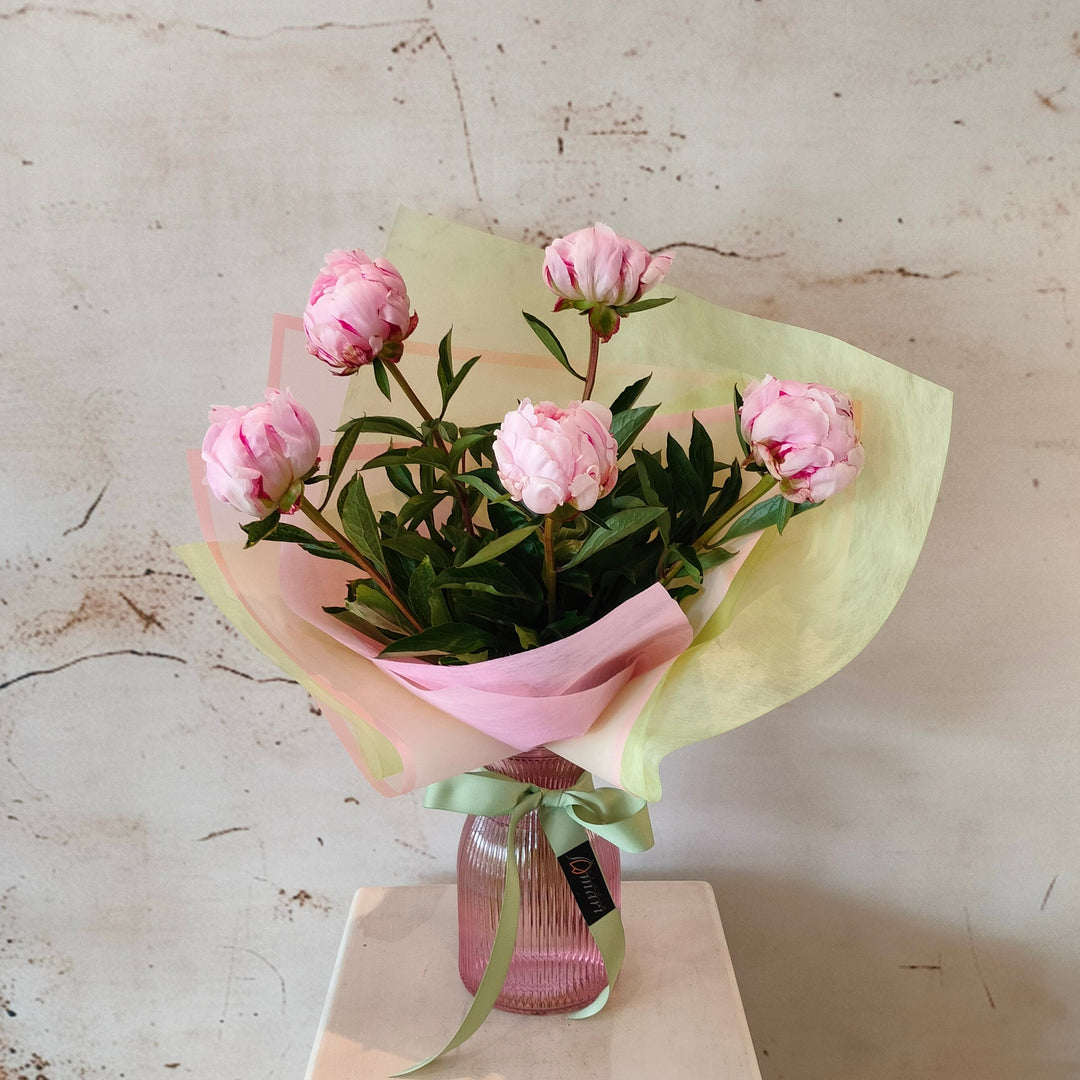Sarah Bernhardt- Peony bouquet in vase
