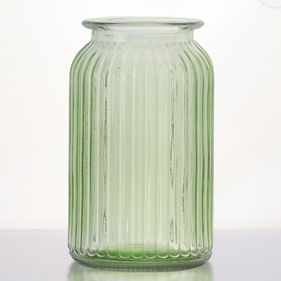 Hurricane tall - green glass vase