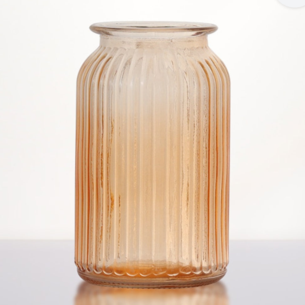 Hurricane tall - apricot glass vase