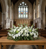 Load image into Gallery viewer, White Funeral Casket Spray - 80 cm                           Advance orders only