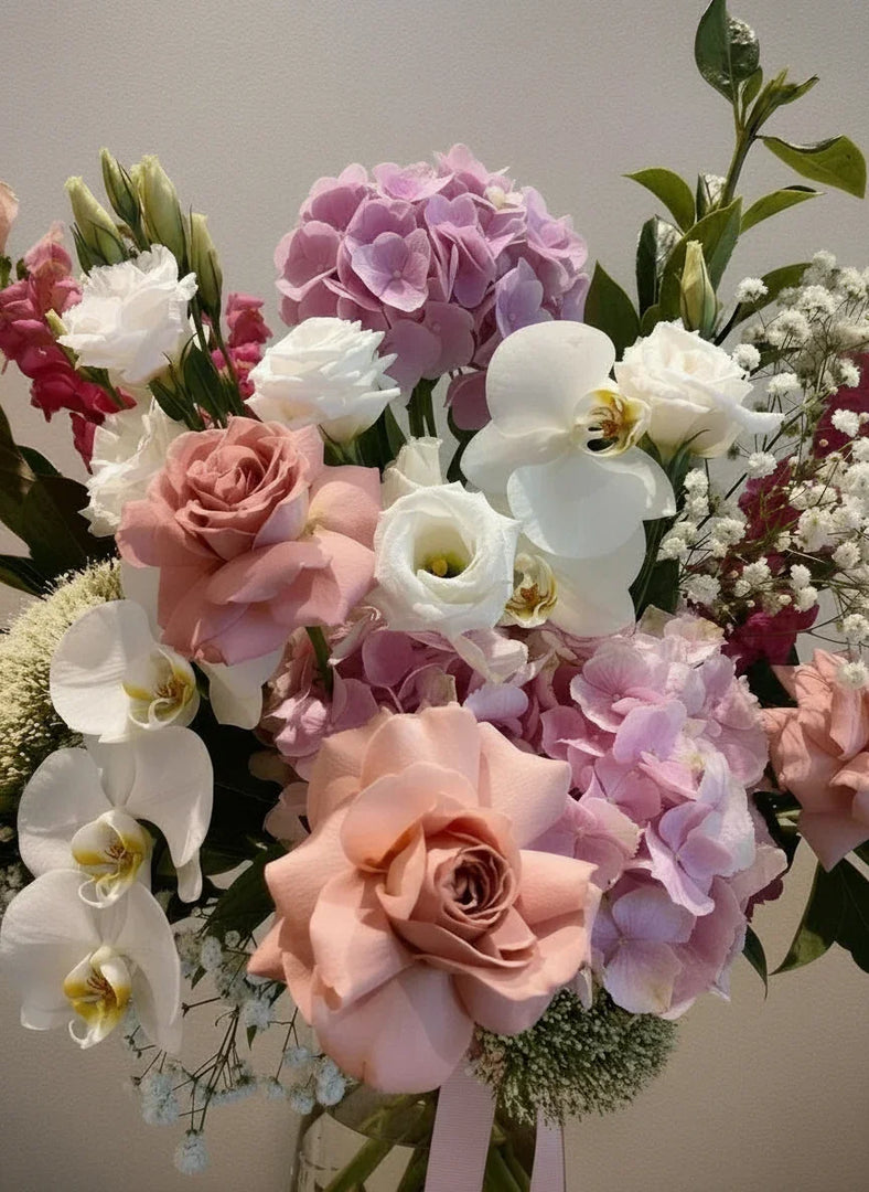 "Pink Marshmallows"      Flower arrangement in vase