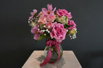 Load image into Gallery viewer, "Bonbon" pink and white flower posy in vase