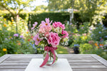 Load image into Gallery viewer, "Bonbon" pink and white flower posy in vase