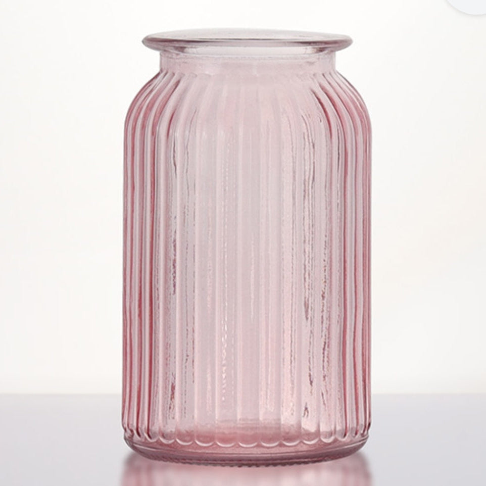 Hurricane tall - pink glass vase